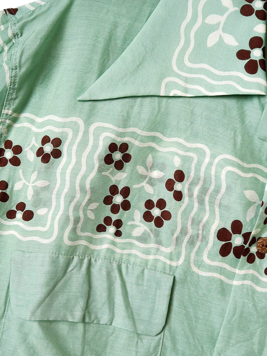 Silk Rayon COOKIE Pattern Langle Color Aloha Shirt