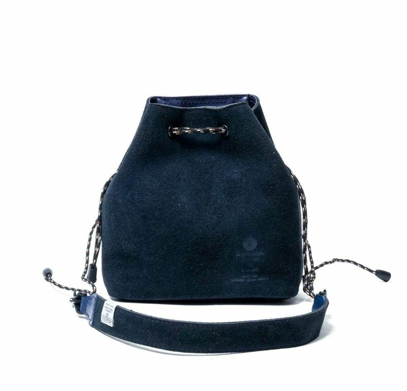 WATER PROOF SUEDE MINI DROW STRING SHOULDER/NAVY
