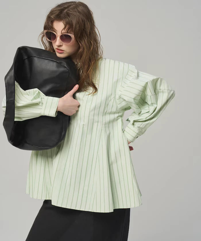 Flare Silhouette Skipper Balloon Sleeve Shirt