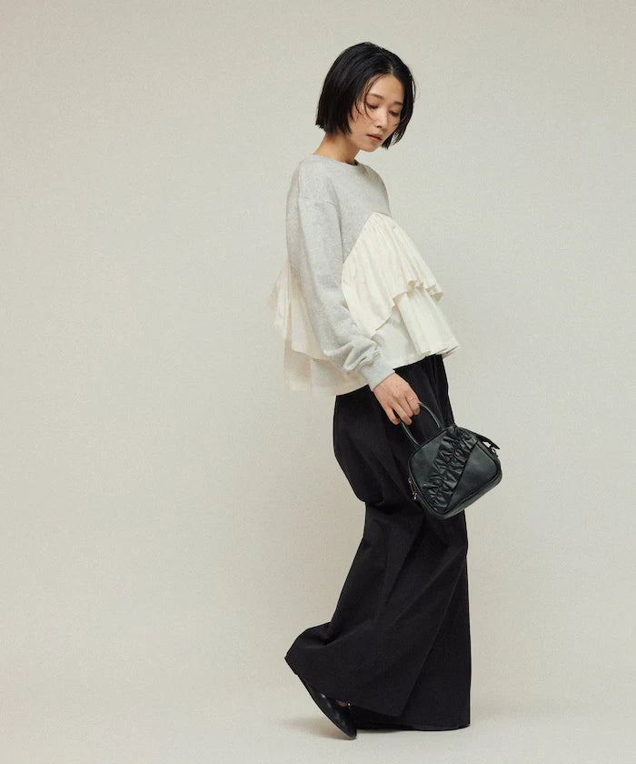 Organic Cotton Docking Frill Sweat / Relaxed Fit / Backed Sweat