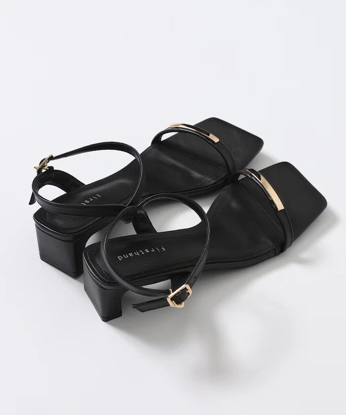 Sleek Strap Metal Plate Sandals