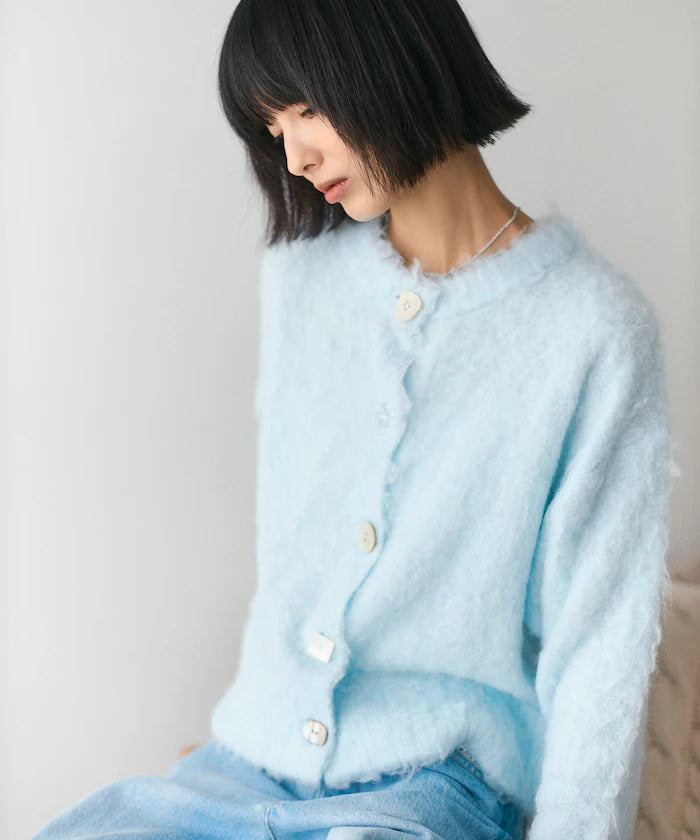 Variation Button Shaggy Knit Cardigan