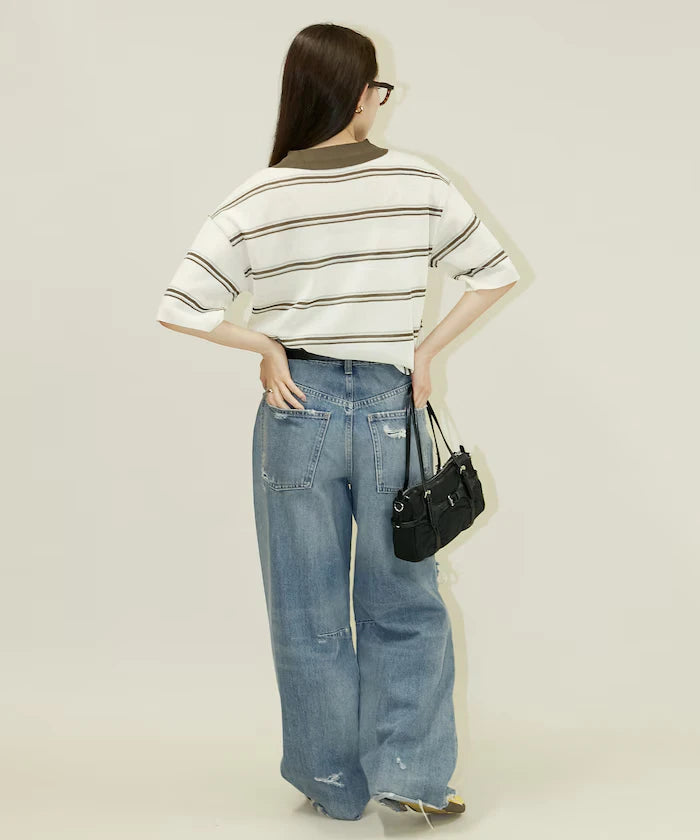 Sheer Border Short Sleeve Polo Summer Knit Limited Release