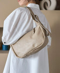 Leather Half Moon Shoulder Bag / Cowhide / Water-Repellent Leather