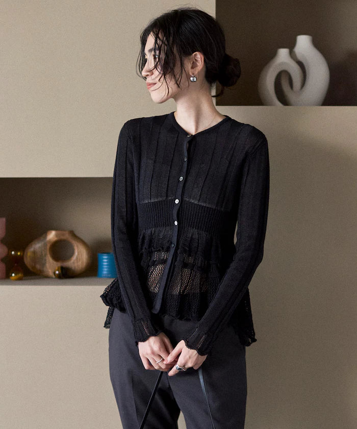 Japan Made Whole Garment Peplum Cardigan