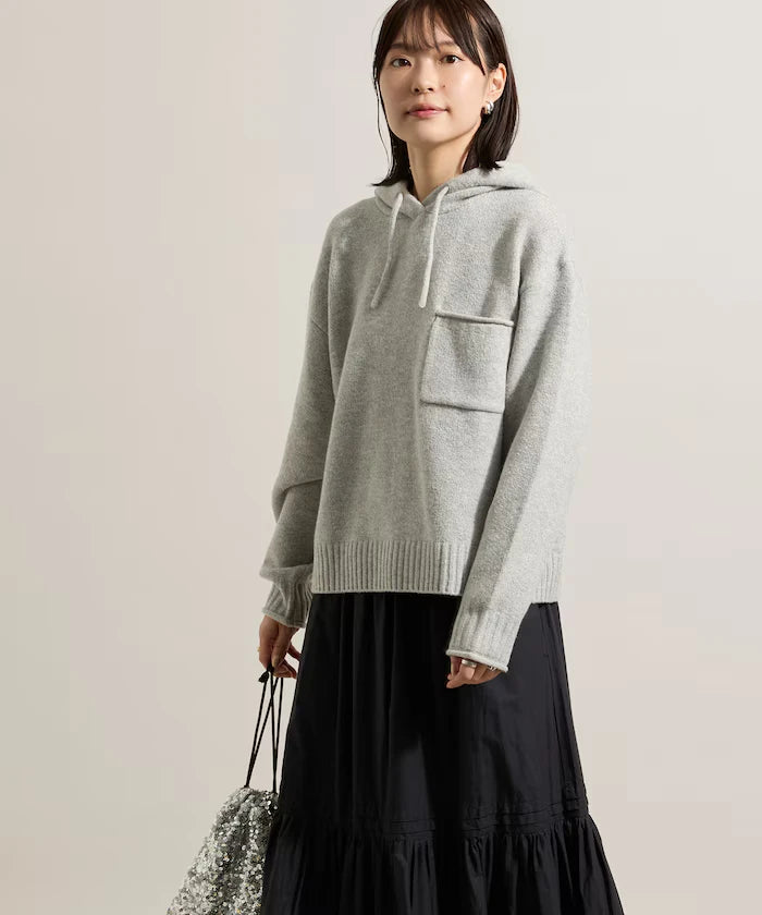 Knit hoodie with pockets