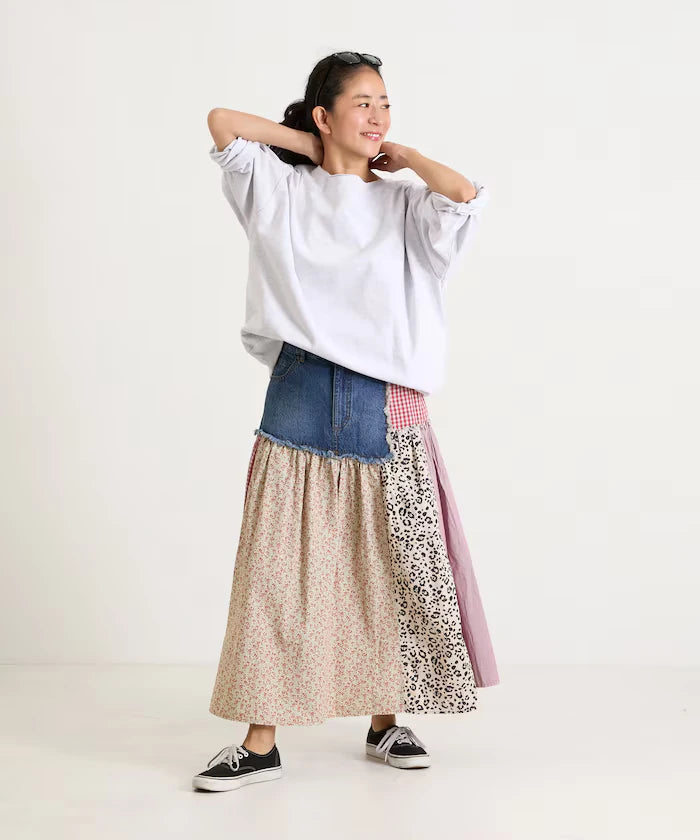 Flower & Check Docking Skirt