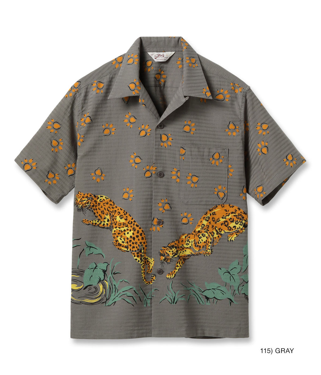 Dobby Cotton Open Shirt 'Leopard'