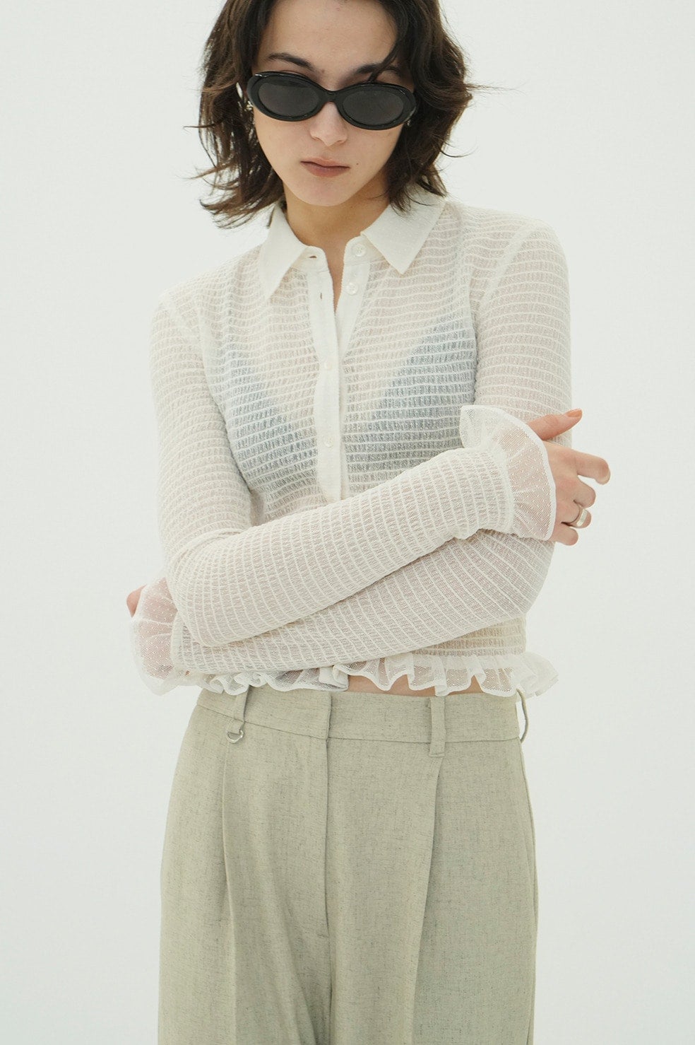 GATHERED MESH SHIRTS