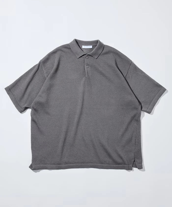 Sheer Knit Polo Shirt & Cotton T-Shirt Layered Set