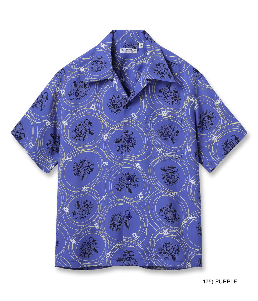 Rayon Hawaiian Shirt "Dragon Grid"