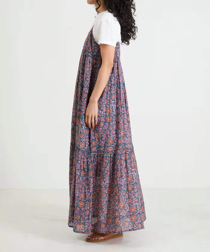 India Woodblock Flower Print Cami Dress