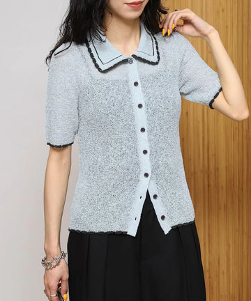 Color Embroidered Polo Collar Cardigan [Limited Edition]
