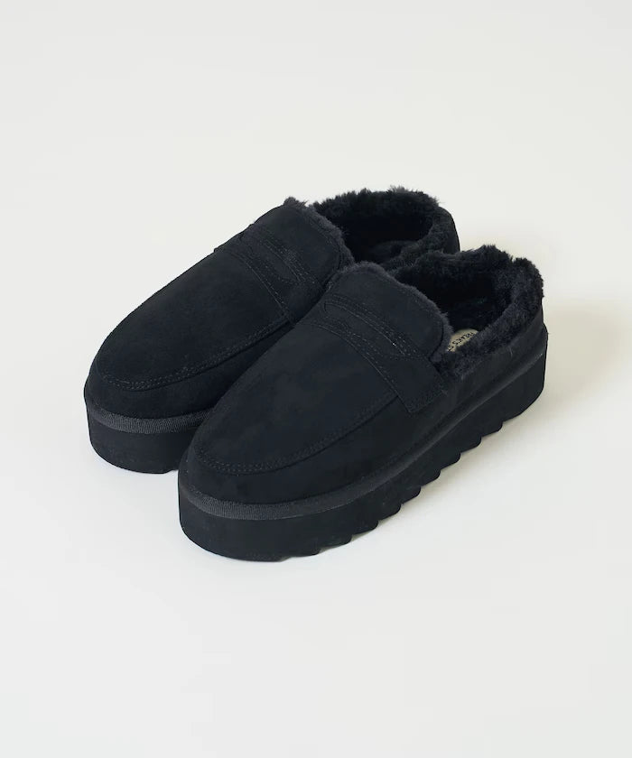 Thick-soled eco-fur loafers