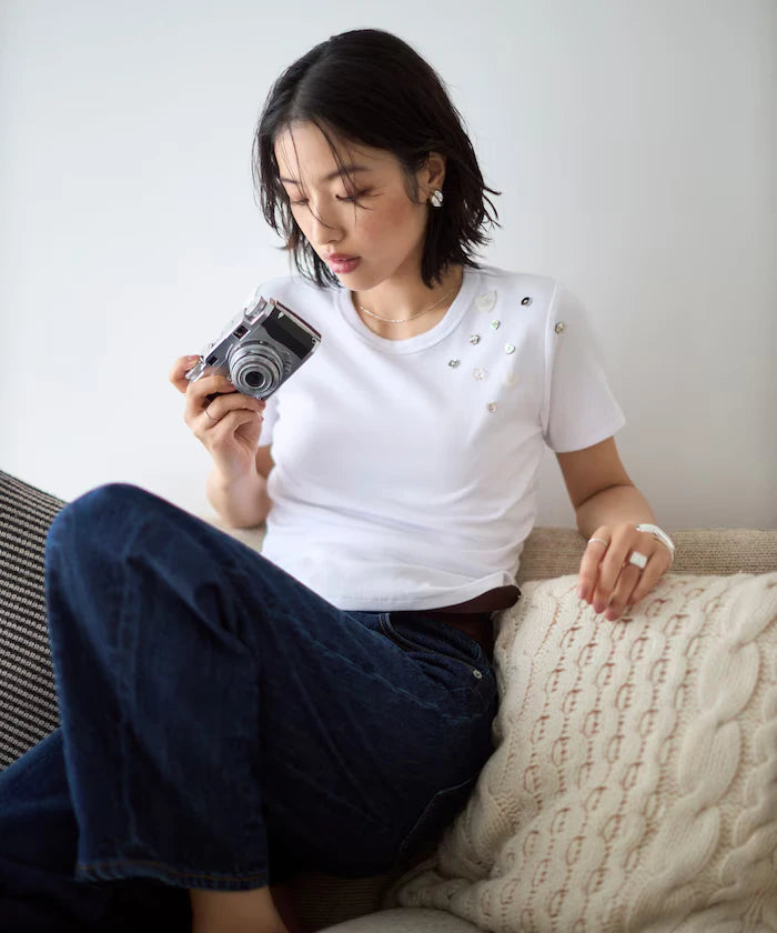 Many Button Cotton Modal Short Sleeve T-Shirt