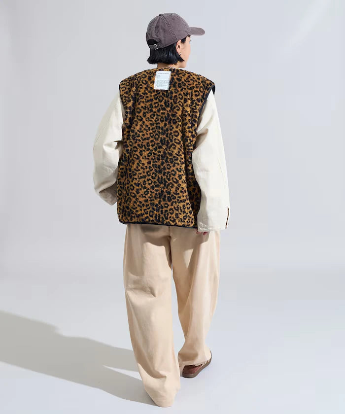 Cotton Nylon Twill Reversible Boa Vest