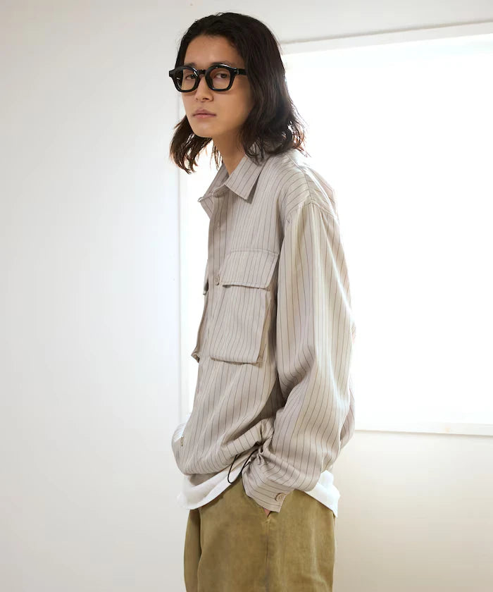 Stripe Shirt Blouson / Setup Compatible / Layer / Relaxed Fit
