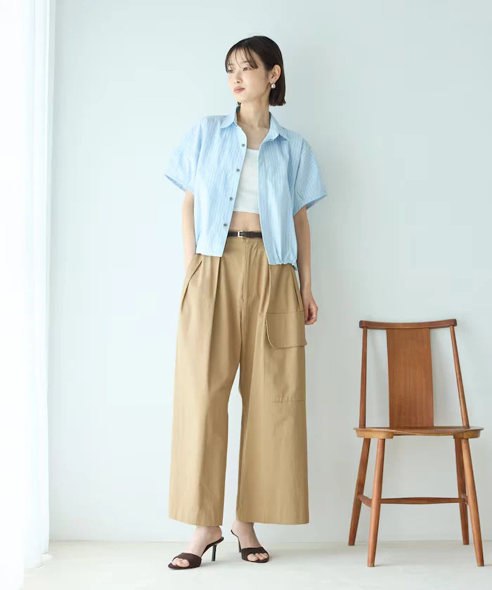 Switch Short Sleeve Hem Code Blouse