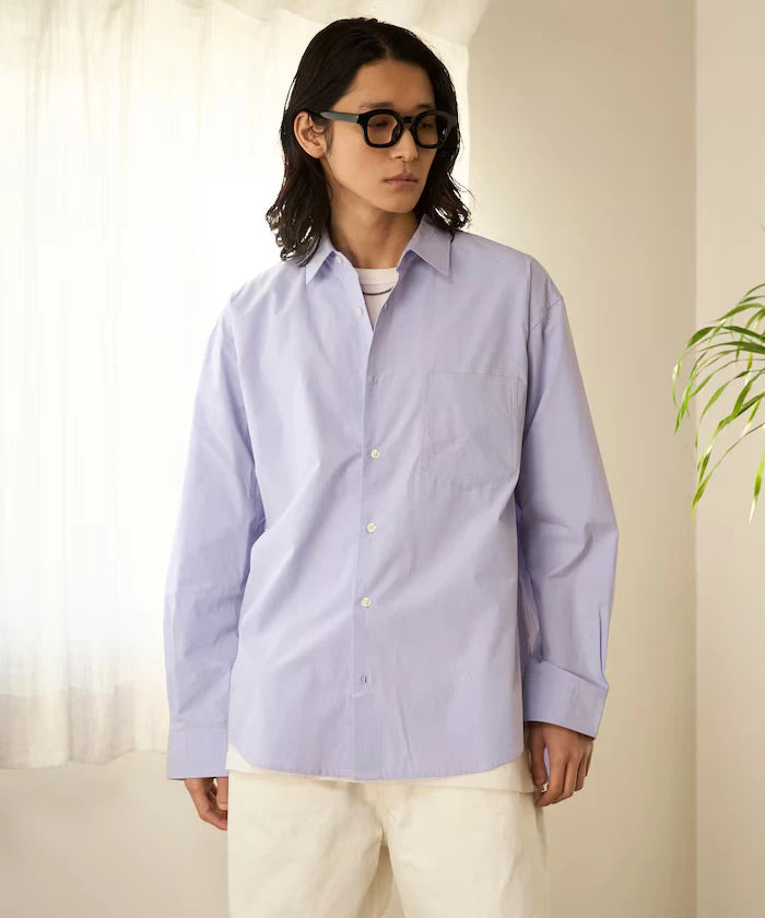Nuance Color Oversized Regular Collar Long Sleeve Shirt