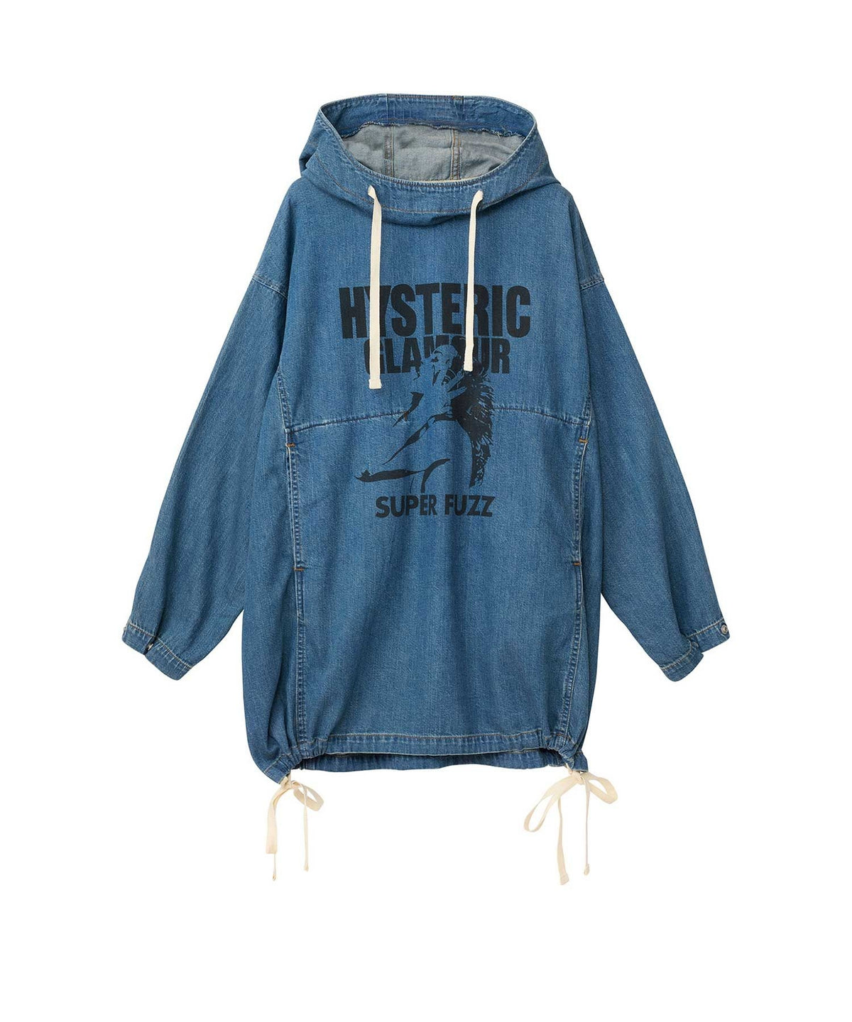 FUZZY BEAT Hooded Denim Pullover