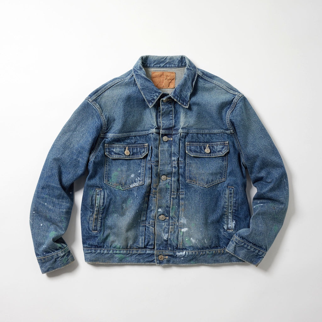 GL15674H / RECYCLED WASTE SUVIN COTTON YARN 14oz. DENIM JACKET VINTAGE WASHED
