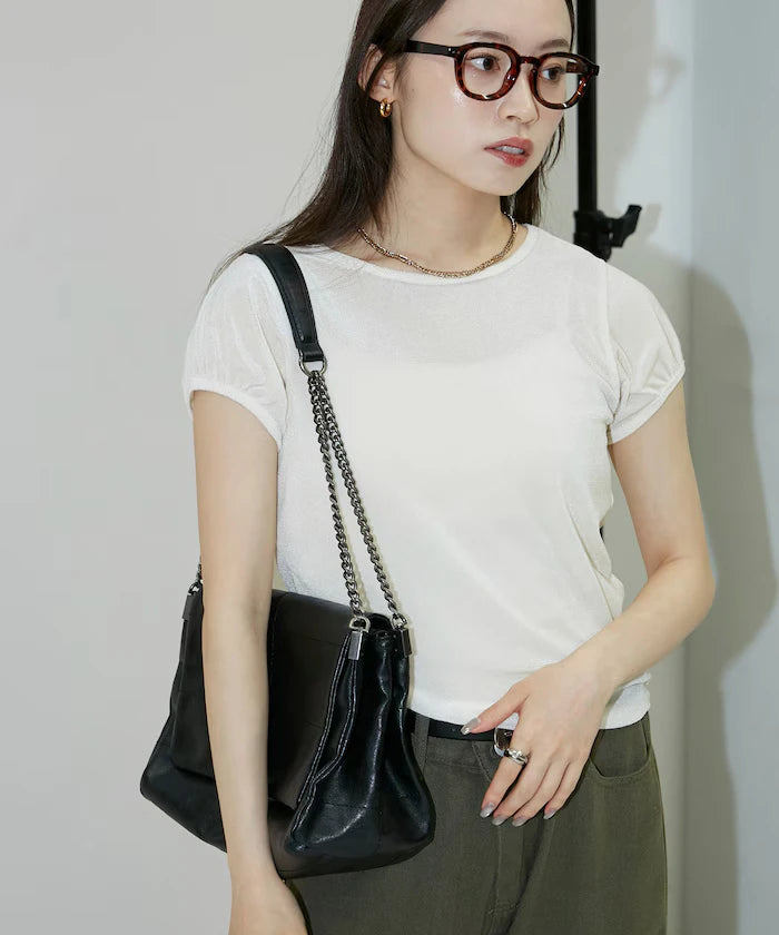 Puff Sleeve Sheer Flocky T-Shirt Limited Edition