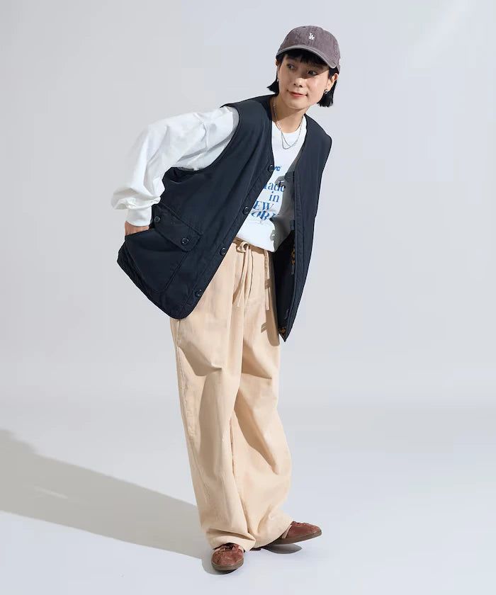Cotton Nylon Twill Reversible Boa Vest