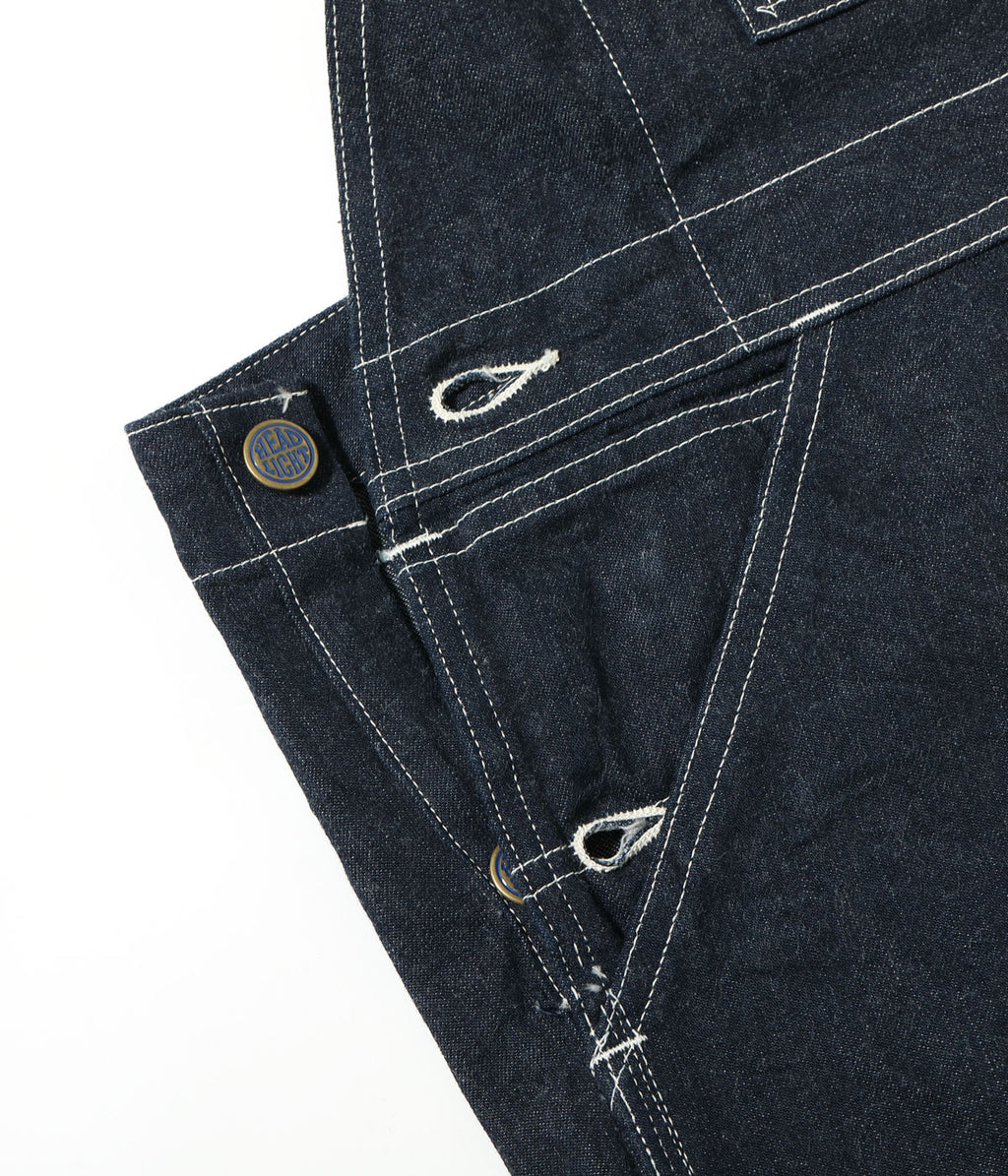 HEADLIGHT 11oz. BLUE DENIM LOW BACK OVERALLS
