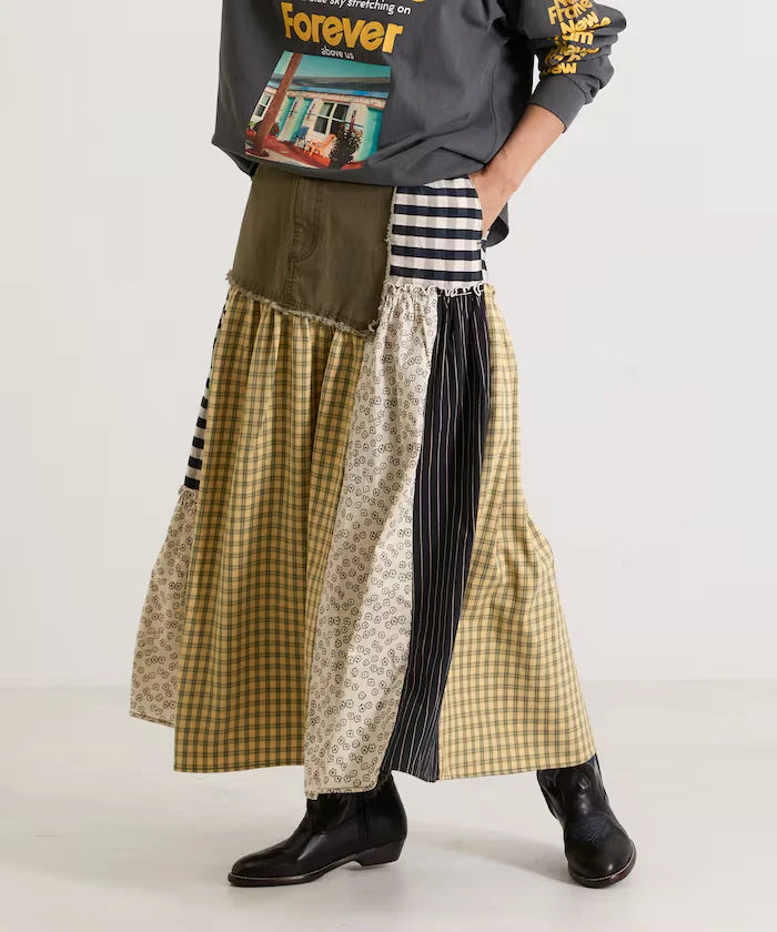 Flower & Check Docking Skirt