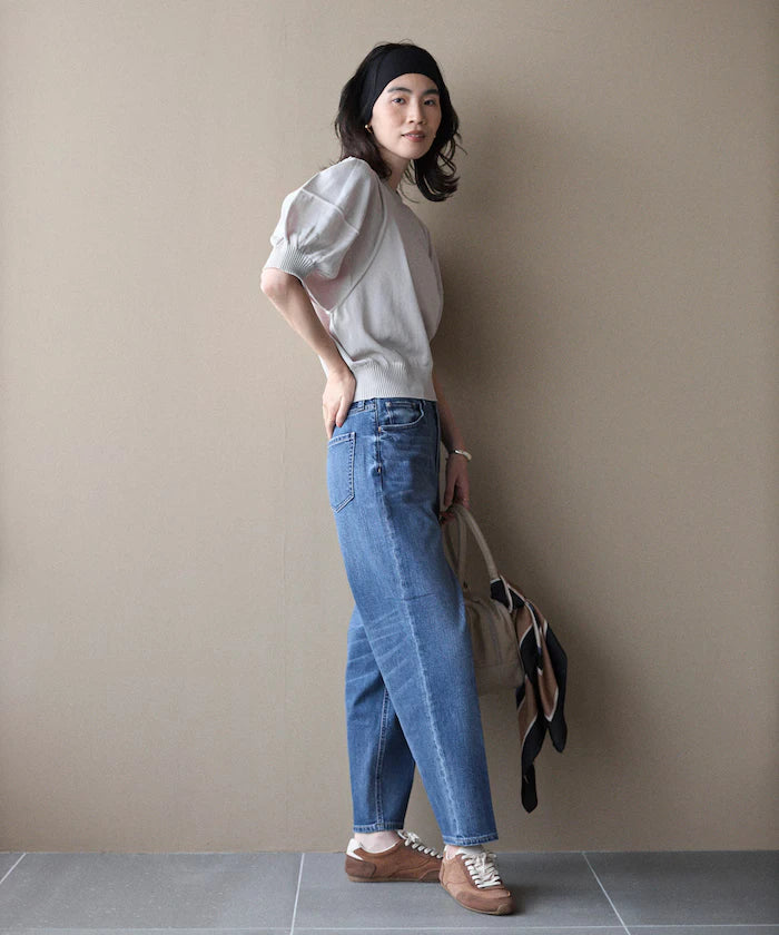 Japan Made Whole Garment Puff Sleeve Top