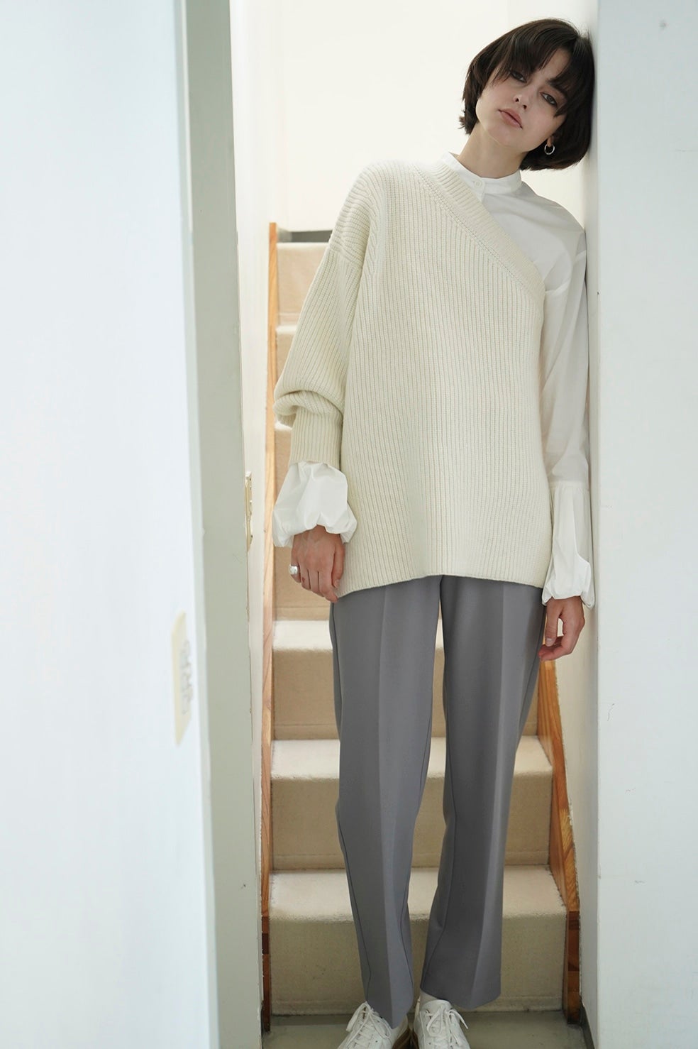 ONE SHOULDER WIDE KNIT TOPS