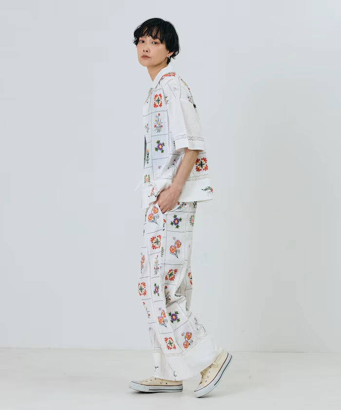 Patchwork Floral Embroidery Pants