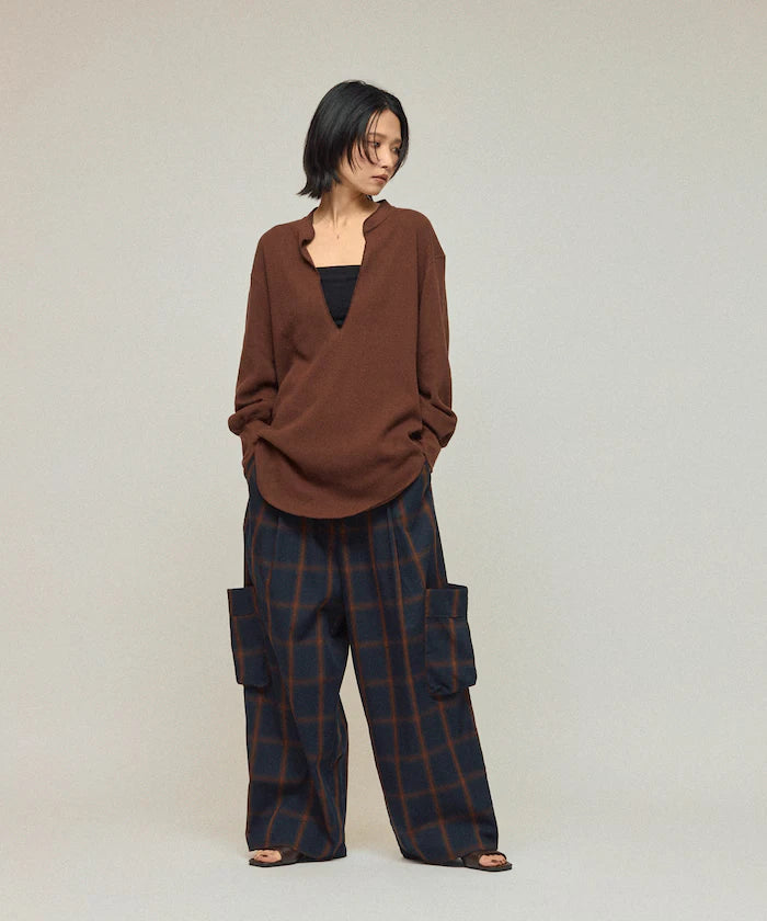 Ombre Check Easy Pants / Patch Pocket Wide Easy Pants