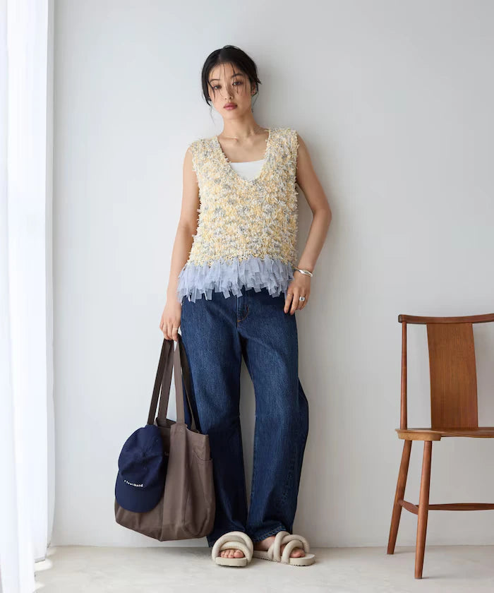 2WAY Fringe Hem Knit Vest