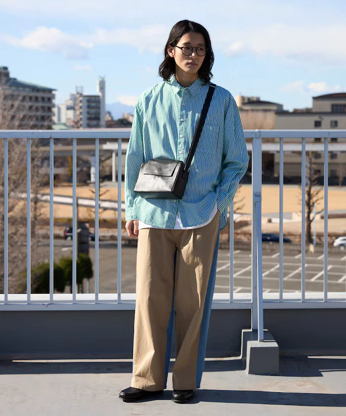 Chino Denim Docking Pants / Wide Straight Pants