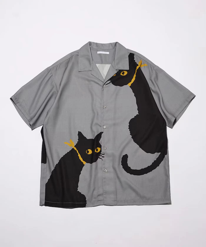 Open Collar Big Pattern Short Sleeve Shirt / Big Silhouette