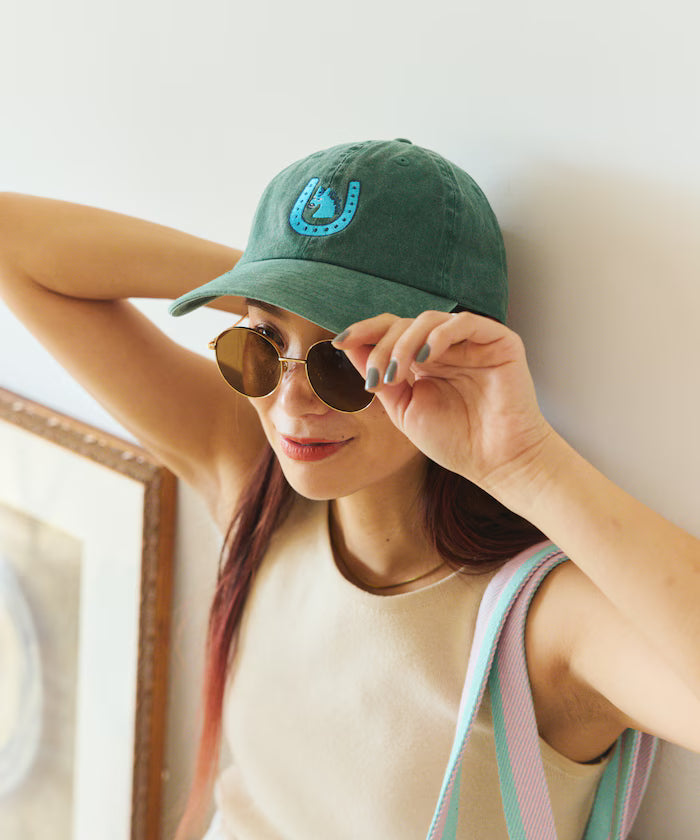 TOYAMEG Kaiun Horse Cap One Point Pigment Embroidery Cap