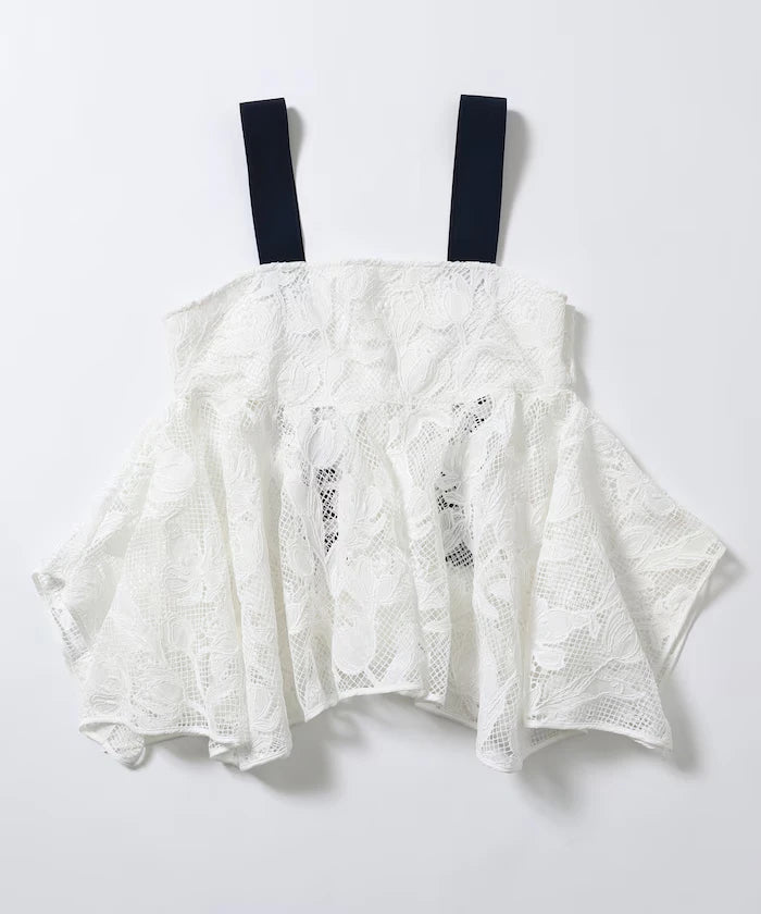 Flower Motif Batten Lace Iris Hem Camisole Top 【Limited Edition】