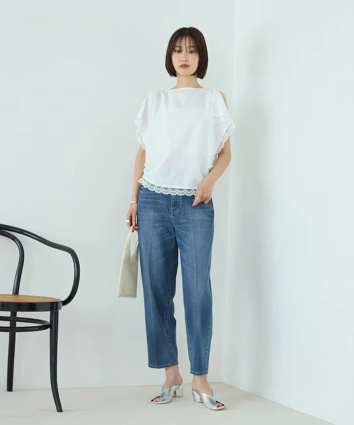 Handkerchief Sleeve Shirring Blouse