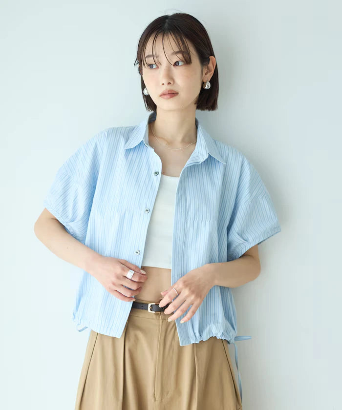 Switch Short Sleeve Hem Code Blouse