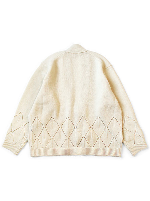 5G Wool Argyle Pattern Cardigan