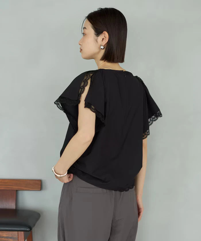 Handkerchief Sleeve Shirring Blouse