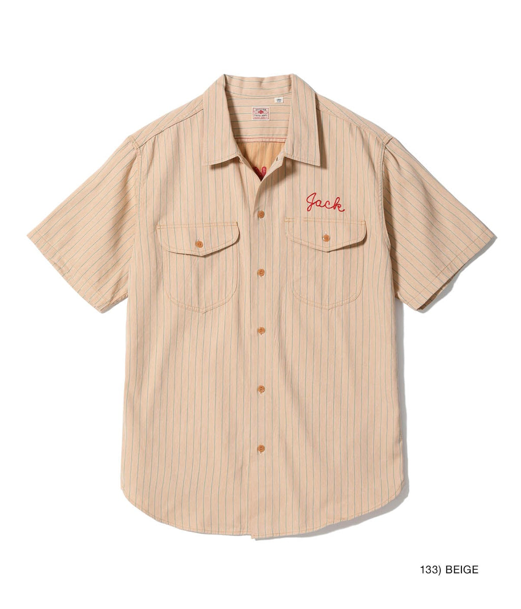 COKE STRIPE WORK SHIRT with CHAIN EMBROIDERED