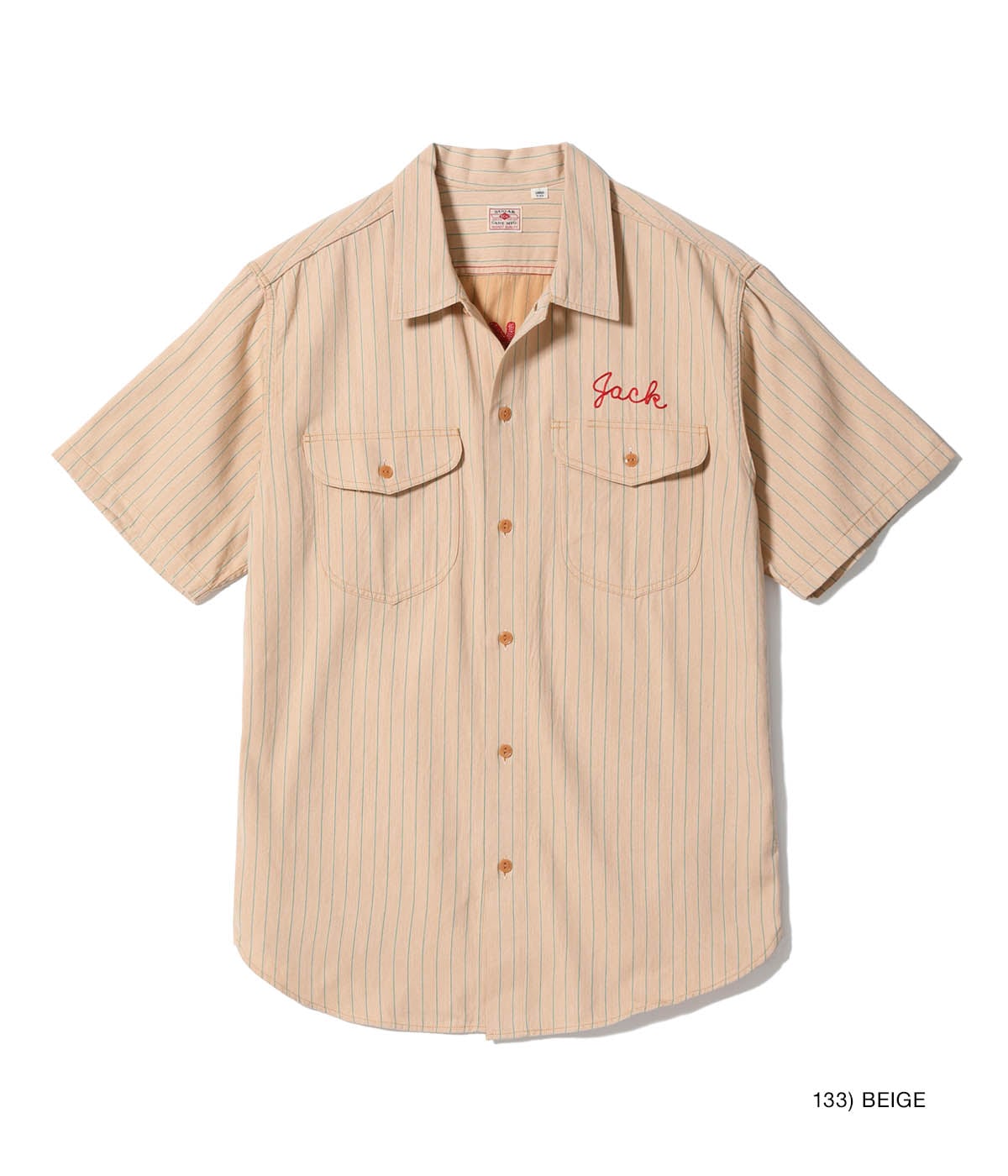 COKE STRIPE WORK SHIRT with CHAIN EMBROIDERED