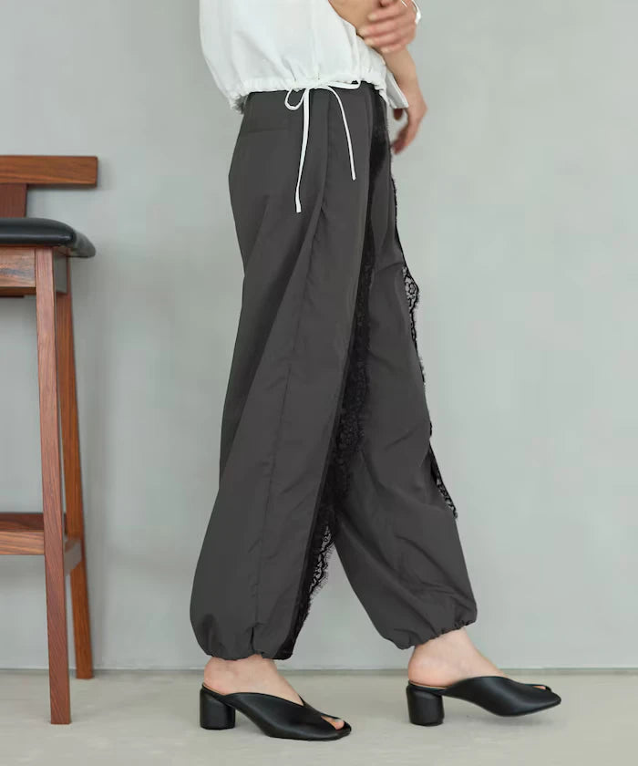 Nylon Lace Easy Wide Pants