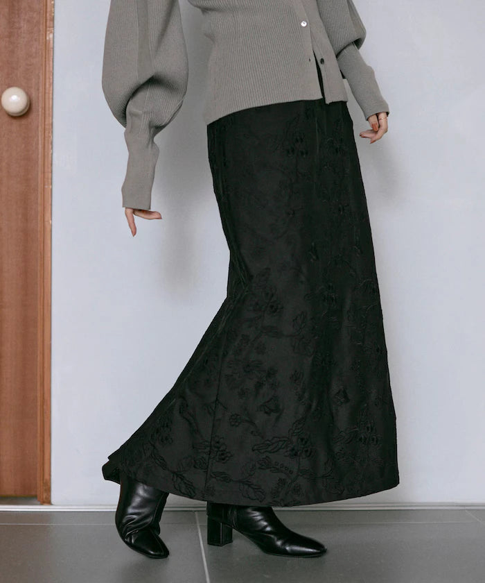 Flower Embroidery I-Line Easy Skirt