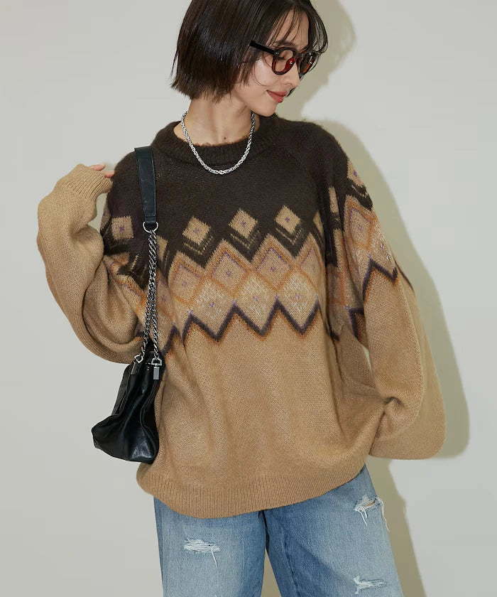 Jacquard Mohair Touch Knit Pullover Limited Edition