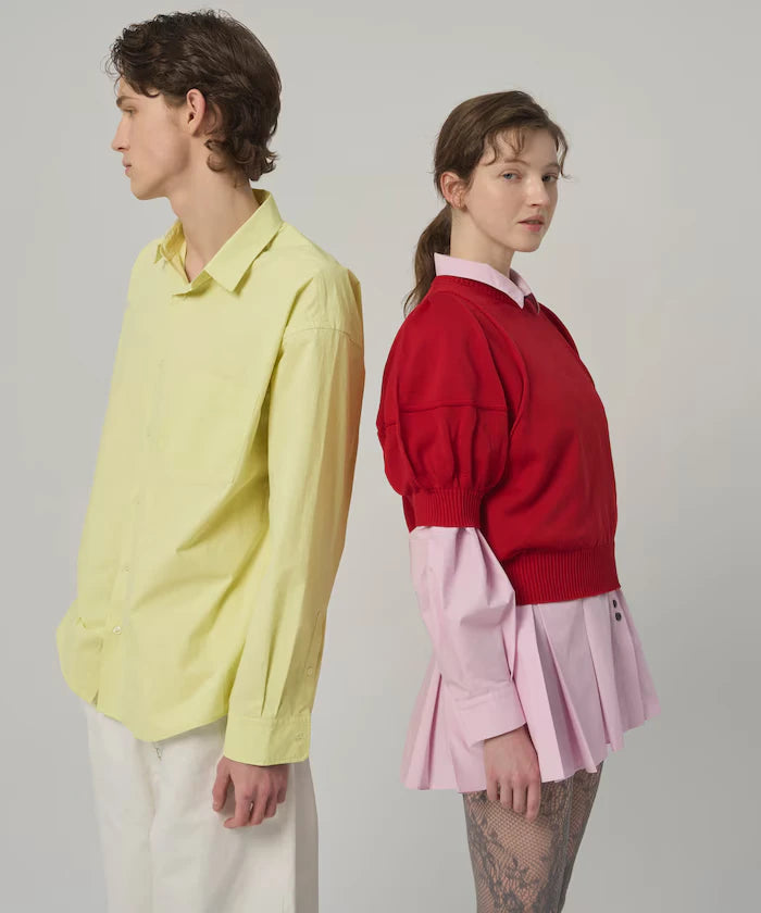 Nuance Color Oversized Regular Collar Long Sleeve Shirt