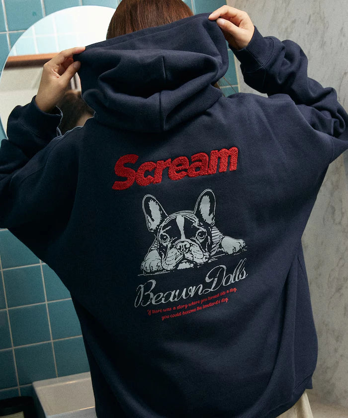 Sagara Embroidery French Bulldog Fleece-Lined Hoodie Limited Edition