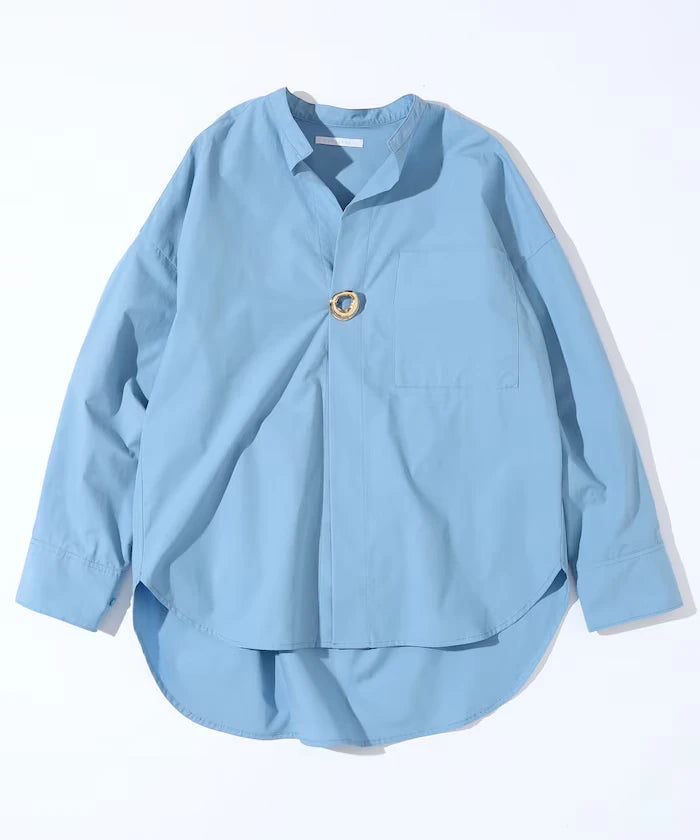 Oversized Long Sleeve Brooch Shirt
